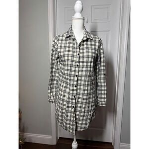 Peach Love California Longline Plaid Button Down – Size Large